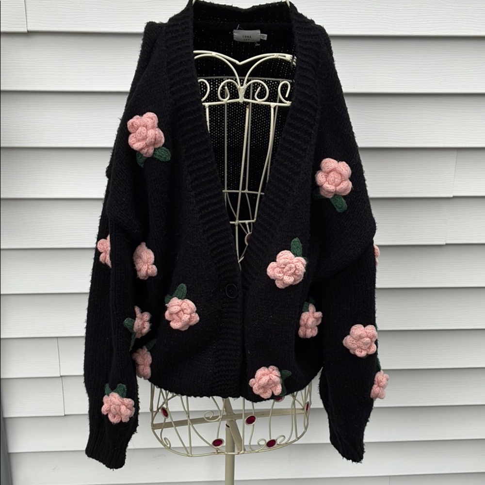 Black Floral Women's Sweater